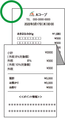 長いレシートは必要事項が分かるように折りたたむ